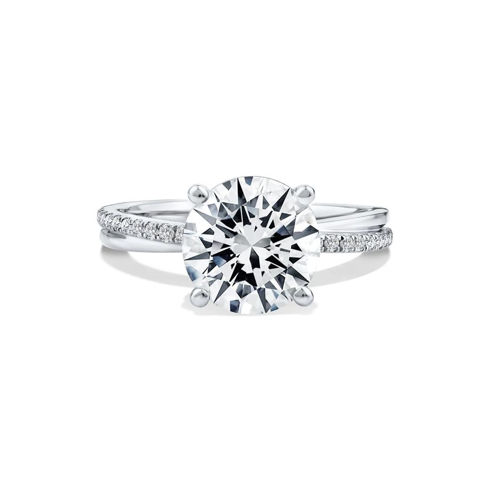 Lab Grown Diamond Round Engagement Ring in Platinum (3 1/5 ct. tw.) – Image 1 of 4