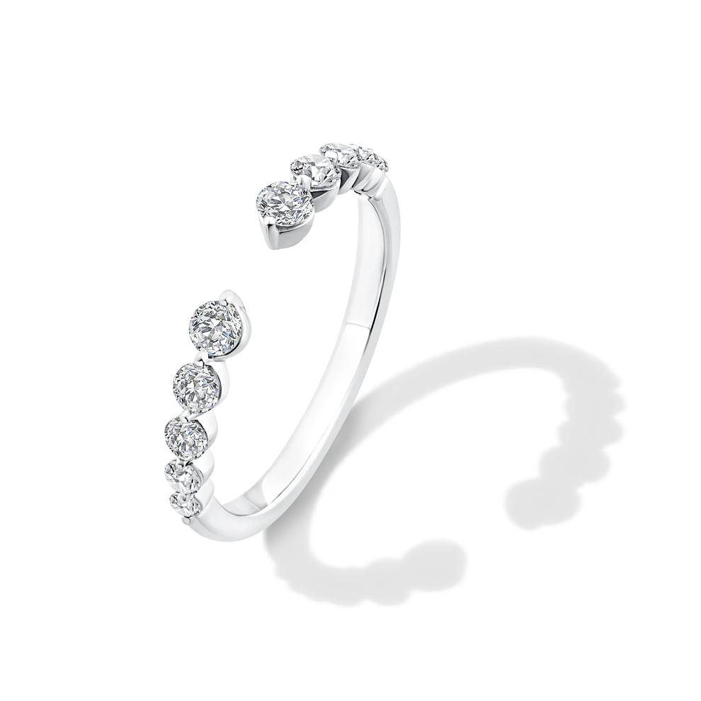Lab Grown Diamond Round Open Cuff Anniversary Band in 14K White Gold (1/2 ct. tw.) – Image 4 of 4