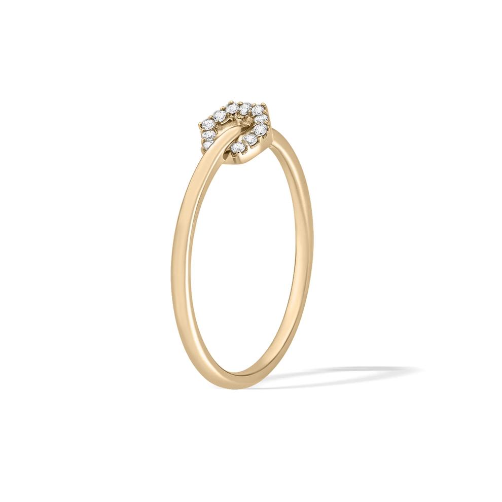 Diamond Accent Hexagon-Shaped Charm Ring in 10K Yellow Gold – Image 3 of 4