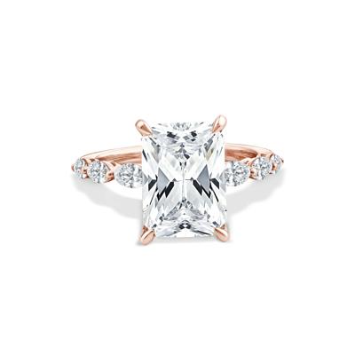 Lab Grown Diamond Radiant Center Engagement Ring in 14K Rose Gold (5 1/2 ct. tw.)