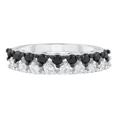 Black & White Diamond Double-Row Band in Sterling Silver (3/4 ct. tw.)