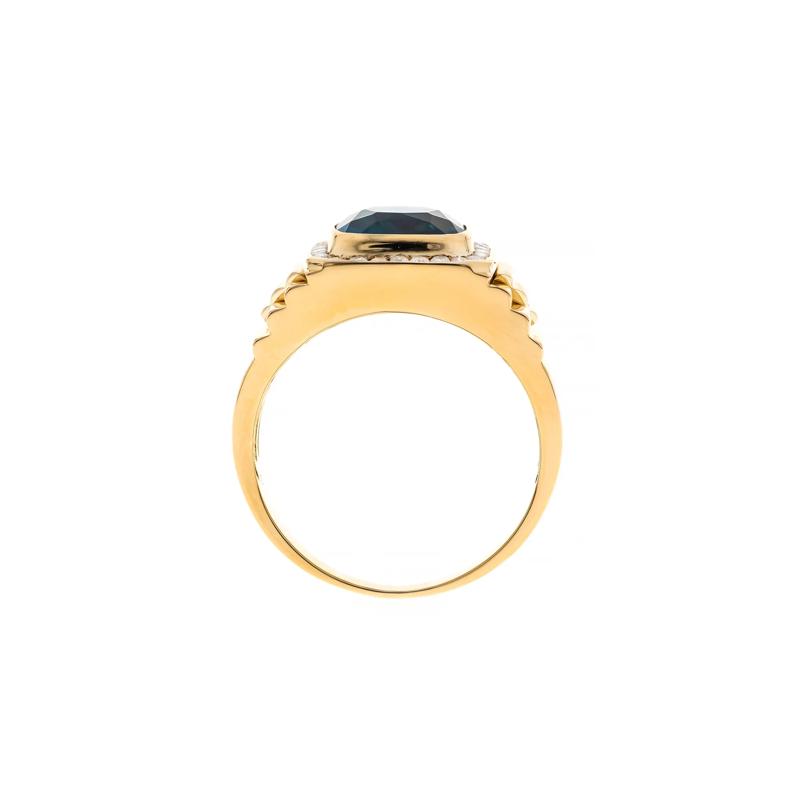 Men&#39;s London Blue Topaz and Diamond Ring in 14K Yellow Gold &#40;1/3 ct. tw.&#41; – Image 2 of 3