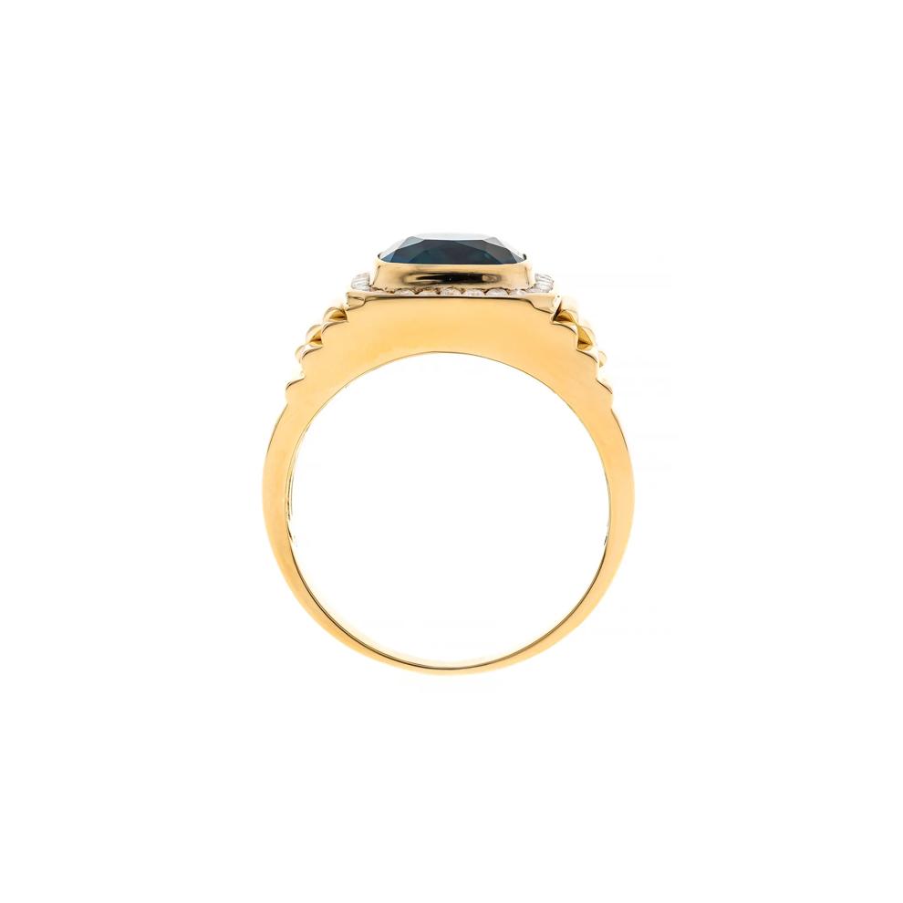 Men's London Blue Topaz and Diamond Ring in 14K Yellow Gold (1/3 ct. tw.) – Image 2 of 3