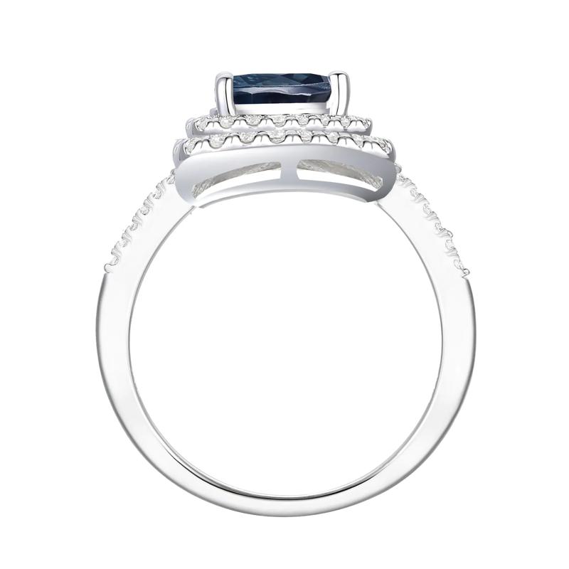 Lab-Created Gemstone &amp; Lab-Created White Sapphire Halo Ring in Sterling Silver – Image 2 of 3