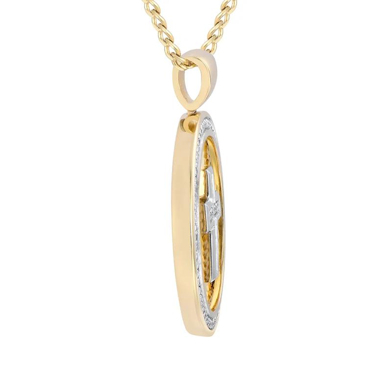 Cross Medallion Pendant with Diamonds in 10K Yellow Gold &#40;1/3 ct. tw.&#41; – Image 3 of 3