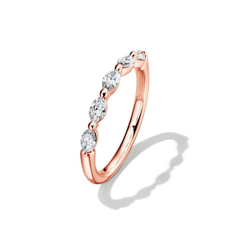 Lab Grown Diamond Marquise-Cut 5-Stone Anniversary Band in 14K Rose Gold &#40;1/2 ct. tw.&#41; – Image 4 of 4