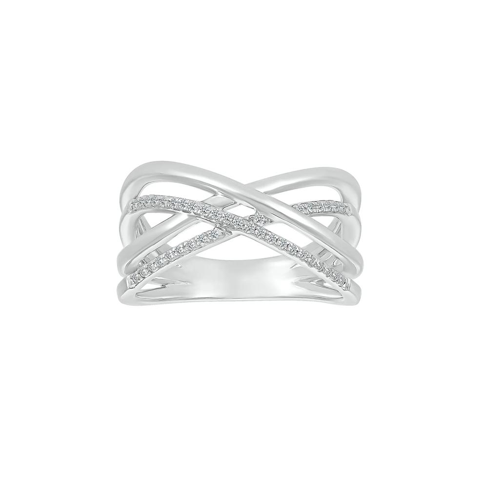 Diamond Open X Ring in Sterling Silver (1/7 ct. tw.) – Image 4 of 5