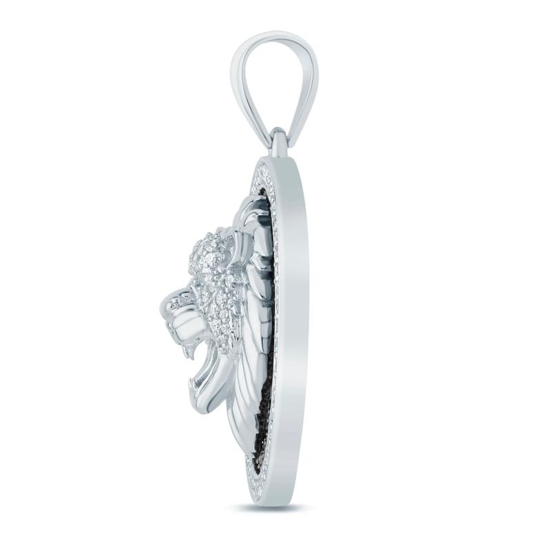 Black and White Diamond Lion Head Medallion Charm in 10K White Gold &#40;1 5/8 ct. tw.&#41; – Image 2 of 2