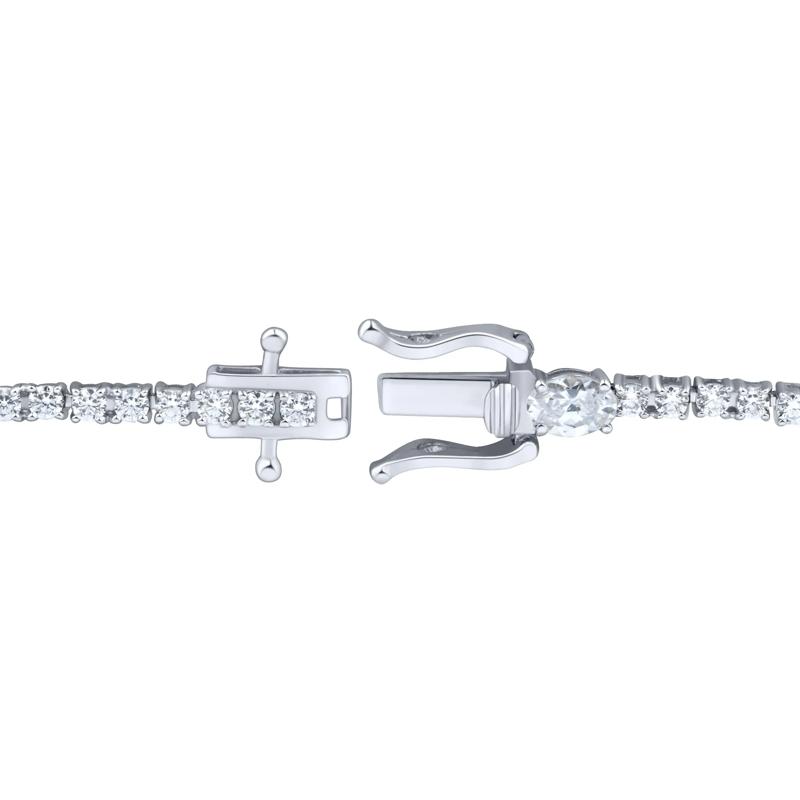 Lab Grown Diamond Mixed Shape Tennis Bracelet in 14K White Gold &#40;3 ct. tw.&#41; – Image 3 of 3