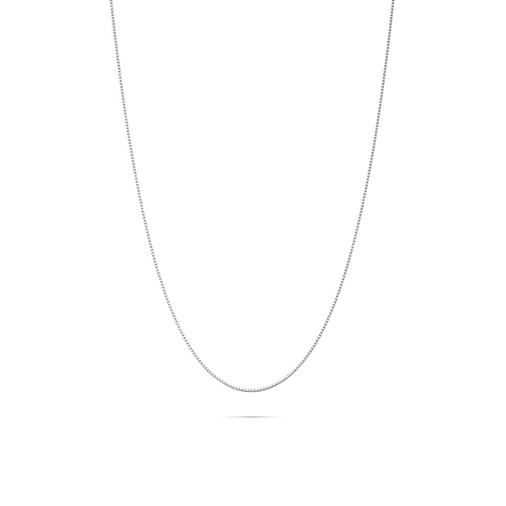 Box Chain Necklace in 10K White Gold, 0.70mm, 16" – Image 1 of 5