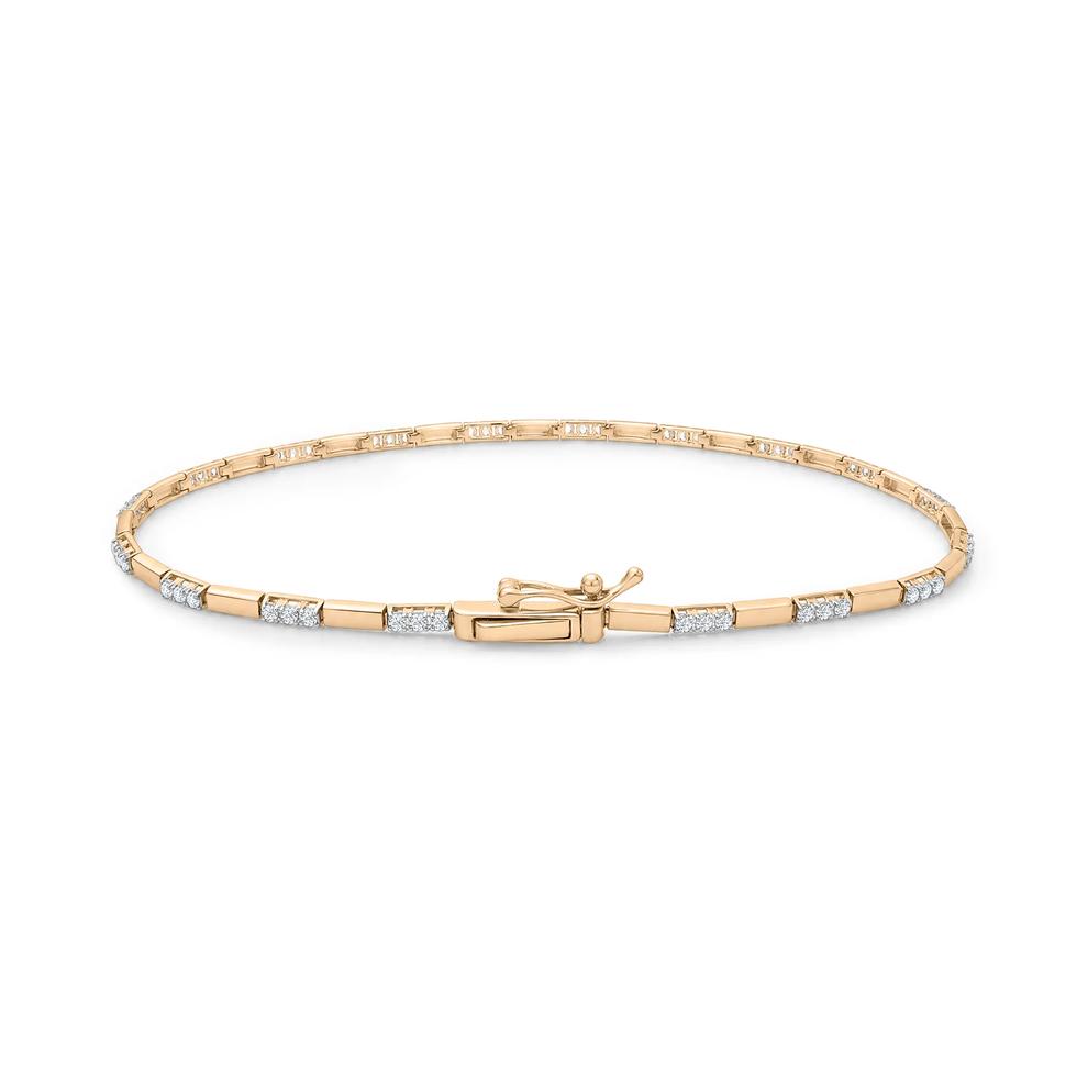 Diamond Bar Link Bracelet in 10K Yellow Gold, 7" (1/2 ct. tw.) – Image 2 of 2