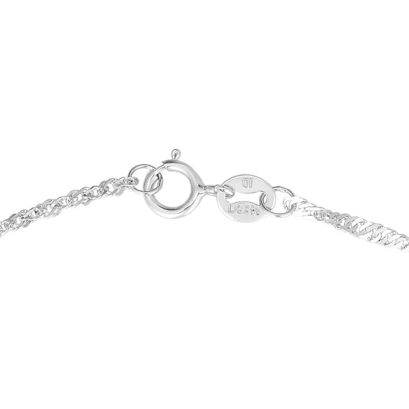 Ankle Bracelet with Singapore Chain in 14K White Gold, 10&rdquo; – Image 3 of 3