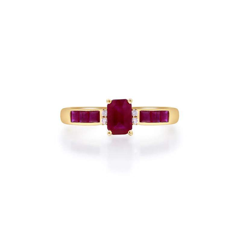 Ruby &amp; Diamond Accent Ring in 10K Yellow Gold – Image 1 of 5