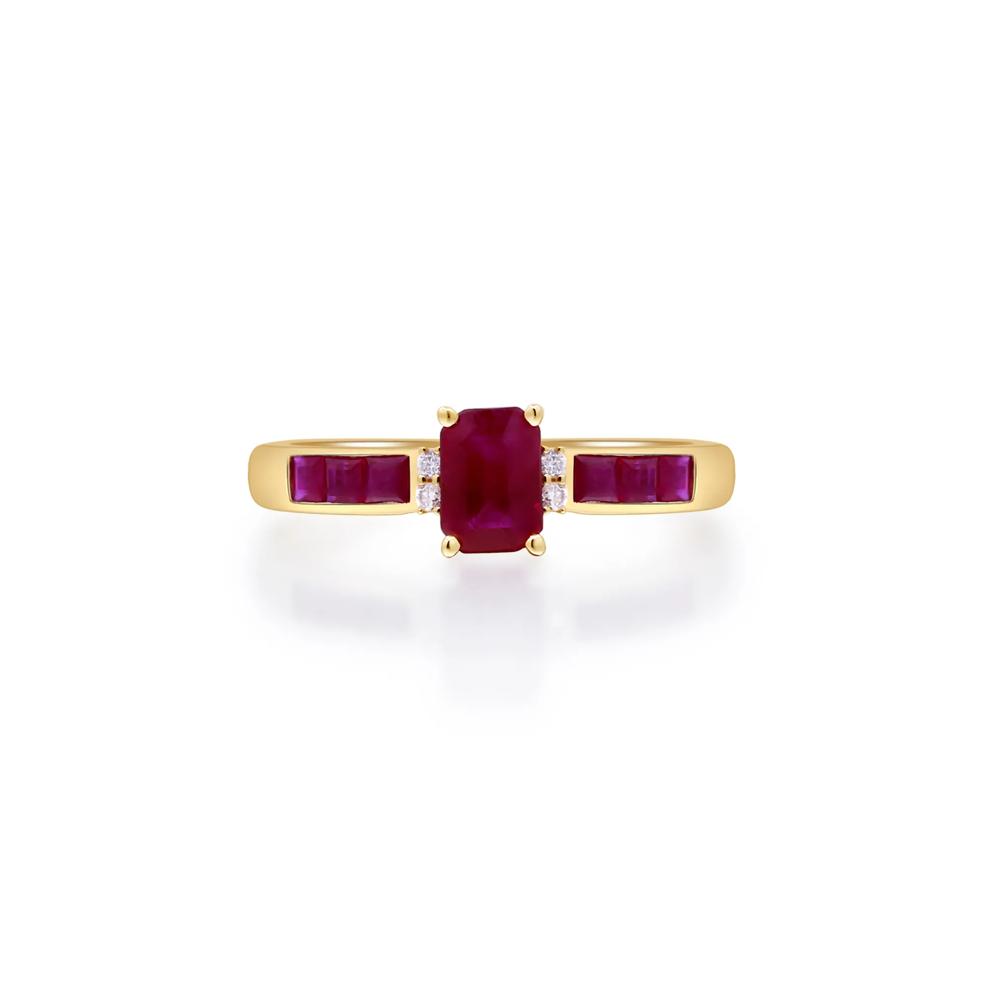 Ruby &amp; Diamond Accent Ring in 10K Yellow Gold – Image 1 of 5