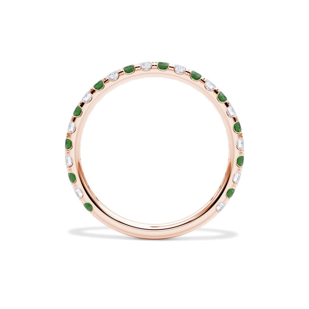 Lab Grown Diamond &amp; Lab-Created Emerald Anniversary Band in 14K Rose Gold (1/3 ct. tw.) – Image 2 of 4