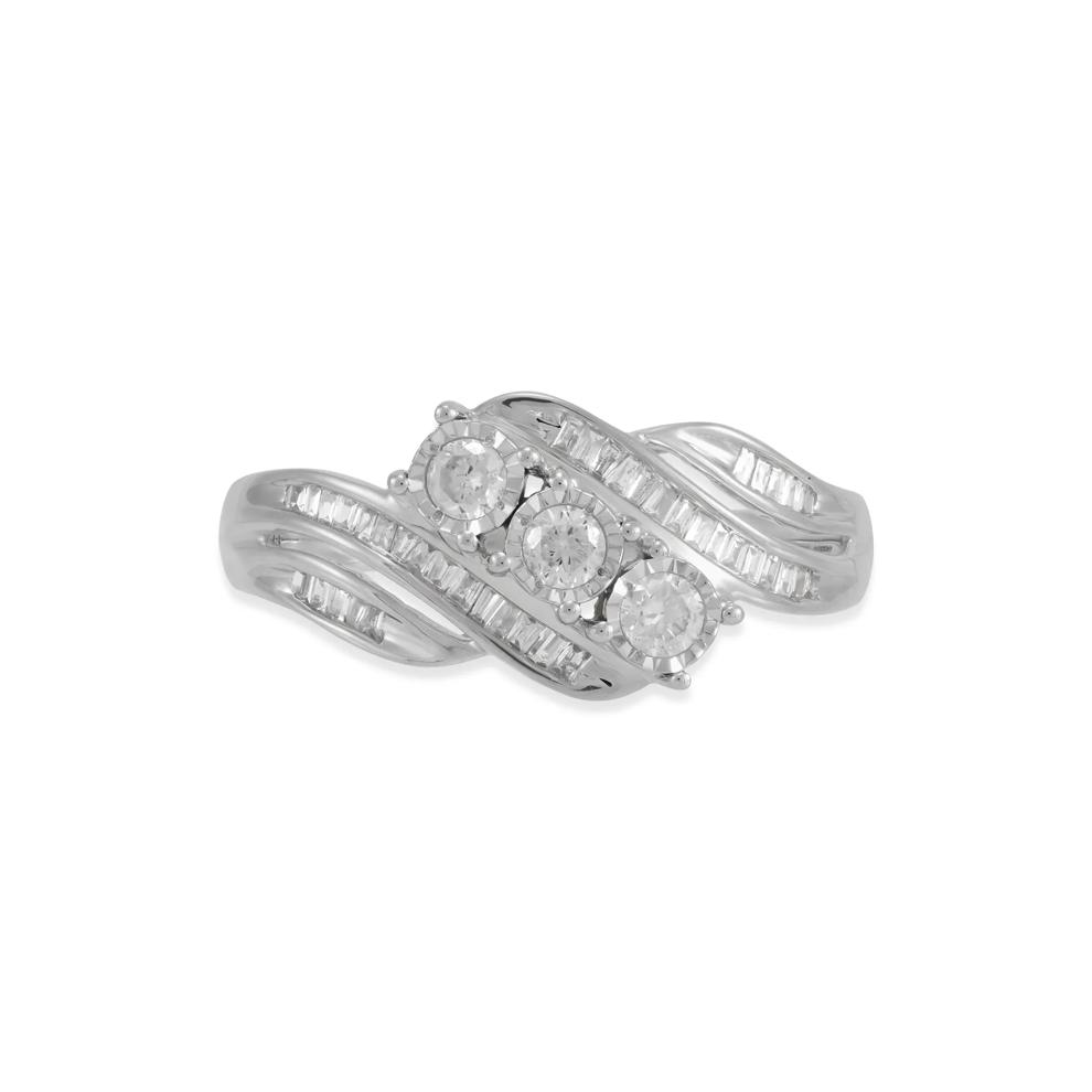 Diamond Three-Stone Engagement Ring in 10K White Gold (1/2 ct. tw.) – Image 1 of 4