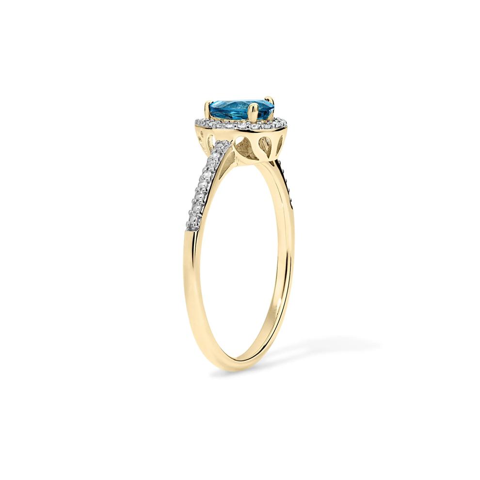 London Blue Topaz &amp; Diamond Accent Halo Ring in 10K Yellow Gold – Image 3 of 4