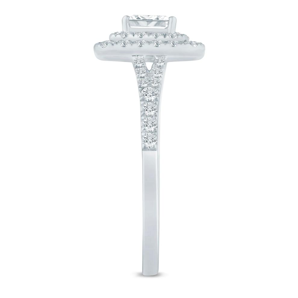 Emerald Step-Cut Diamond Halo Engagement Ring in 14K White Gold (1 ct. tw.) – Image 3 of 3