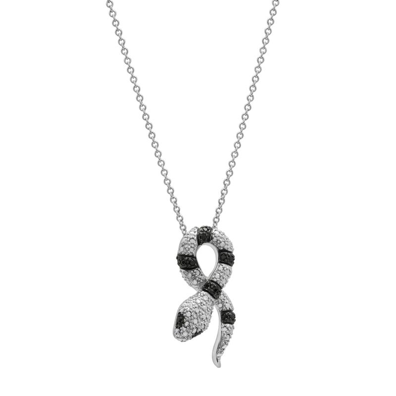 Black Diamond Accent Snake Pendant in Sterling Silver – Image 4 of 4
