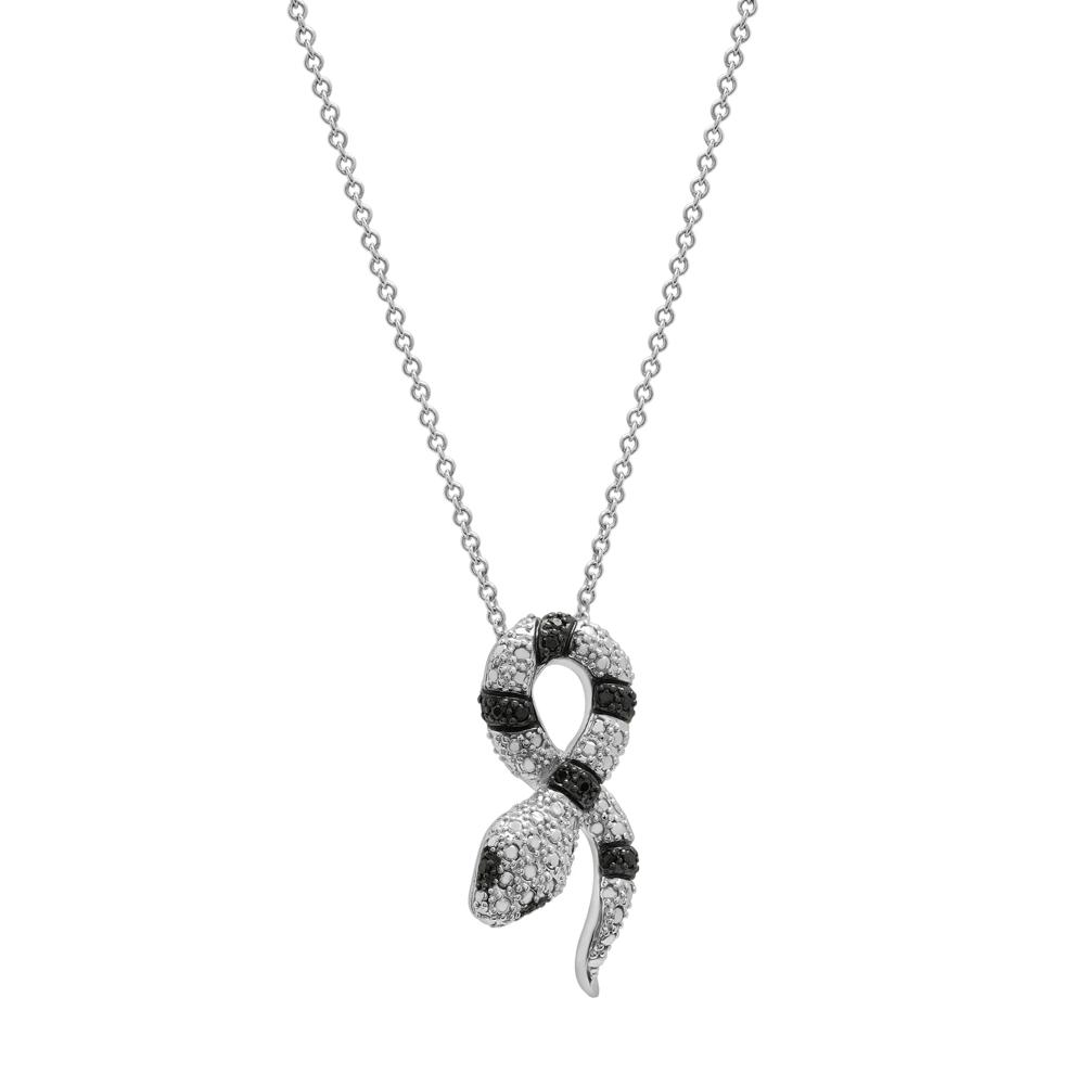 Black Diamond Accent Snake Pendant in Sterling Silver – Image 4 of 4