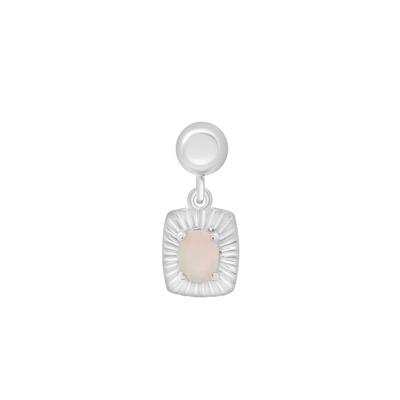 Lab-Created Opal Medallion Birthstone Bead Charm in Sterling Silver