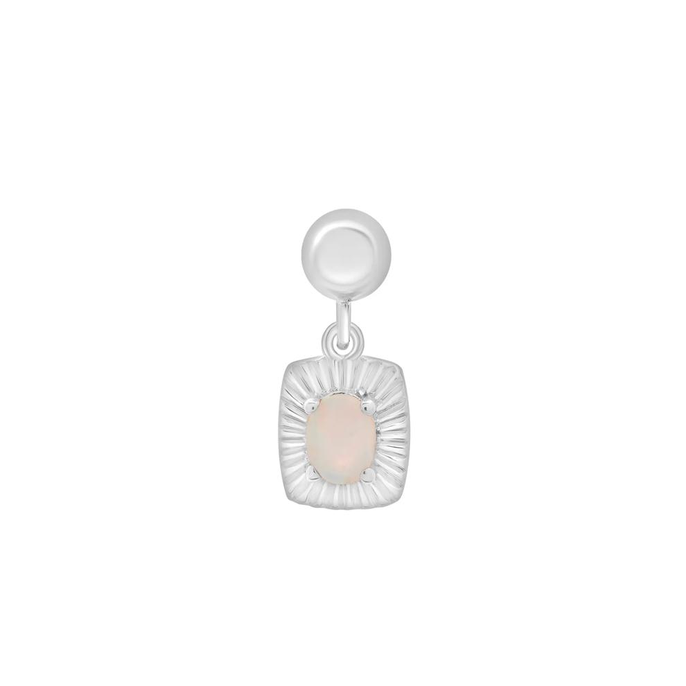 Lab-Created Opal Medallion Birthstone Bead Charm in Sterling Silver – Image 1 of 3
