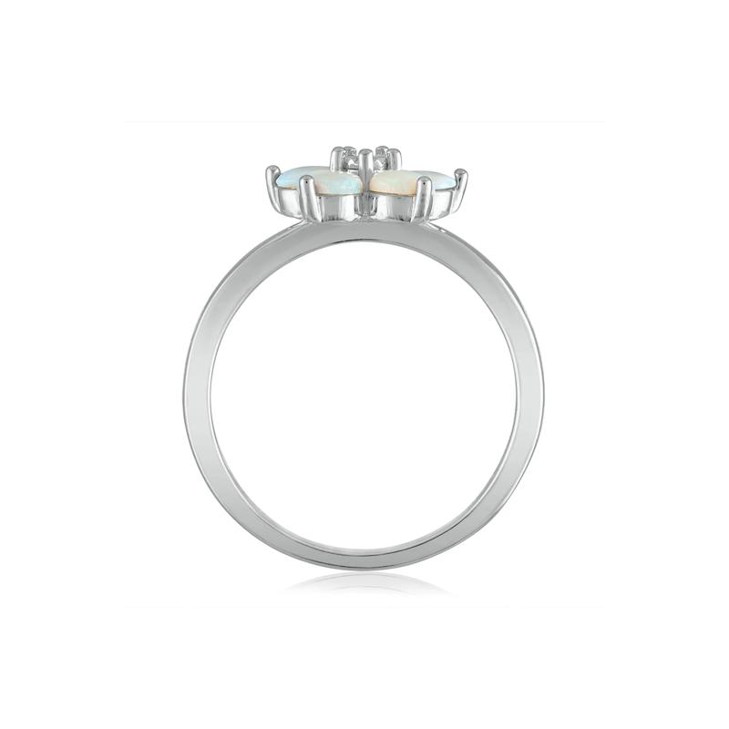 Opal &amp; Diamond Accent Flower Ring in 14K White Gold – Image 2 of 3