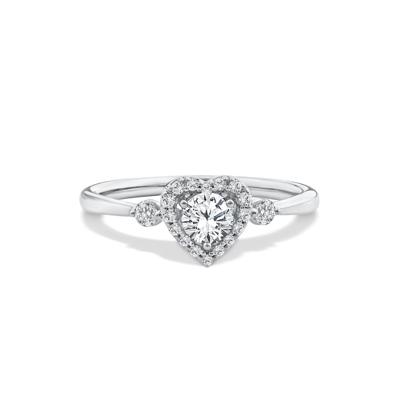 Lab Grown Diamond Heart Halo Promise Ring in 10K White Gold (1/2 ct. tw.)