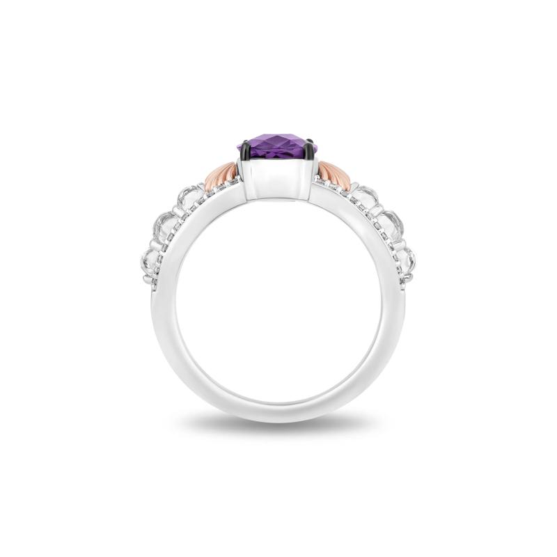 Little Mermaid Live Action Amethyst and Diamond Shell Ring in Sterling Silver and 10K Rose Gold &#40;1/6 ct. tw.&#41; – Image 2 of 4