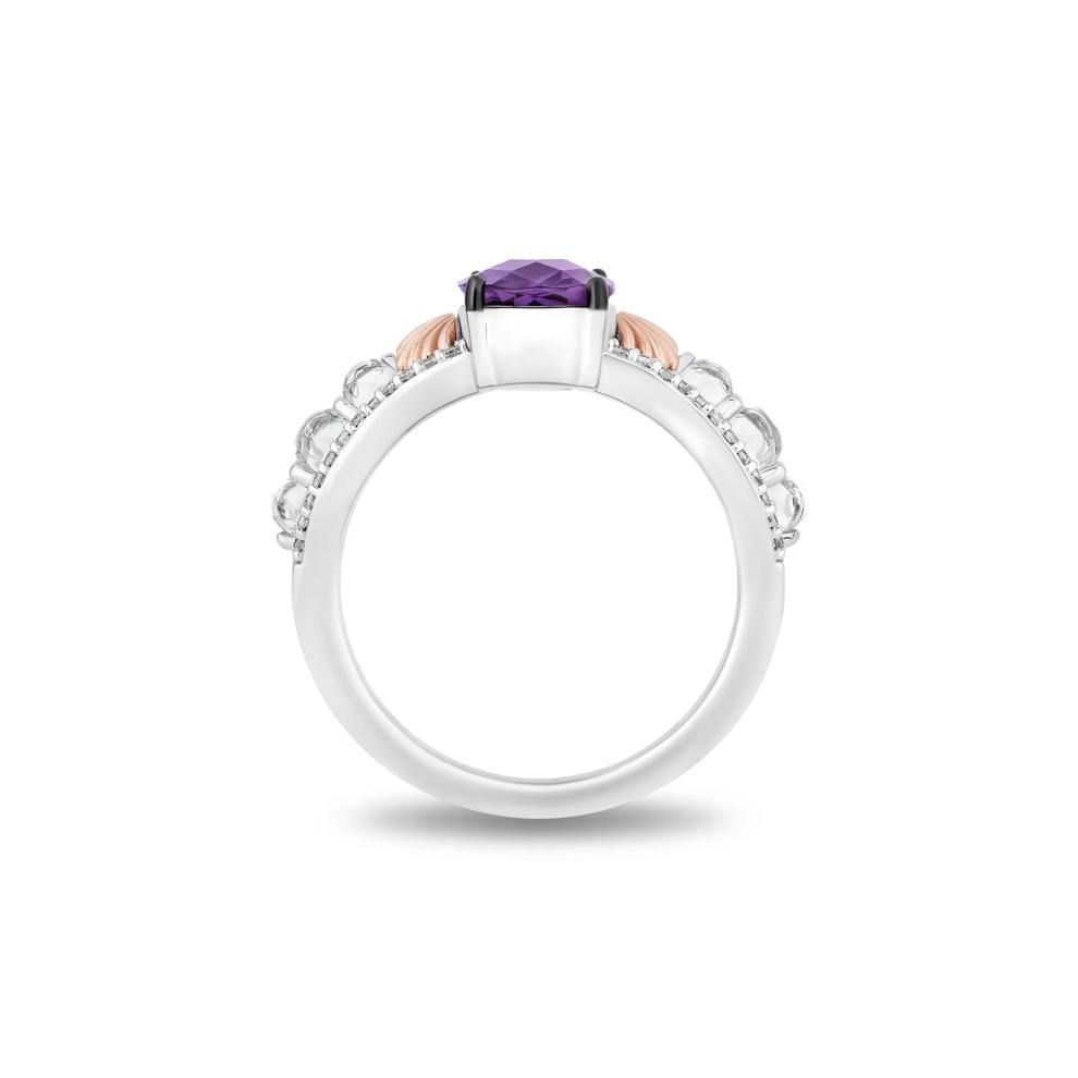 Little Mermaid Live Action Amethyst and Diamond Shell Ring in Sterling Silver and 10K Rose Gold (1/6 ct. tw.) – Image 2 of 4