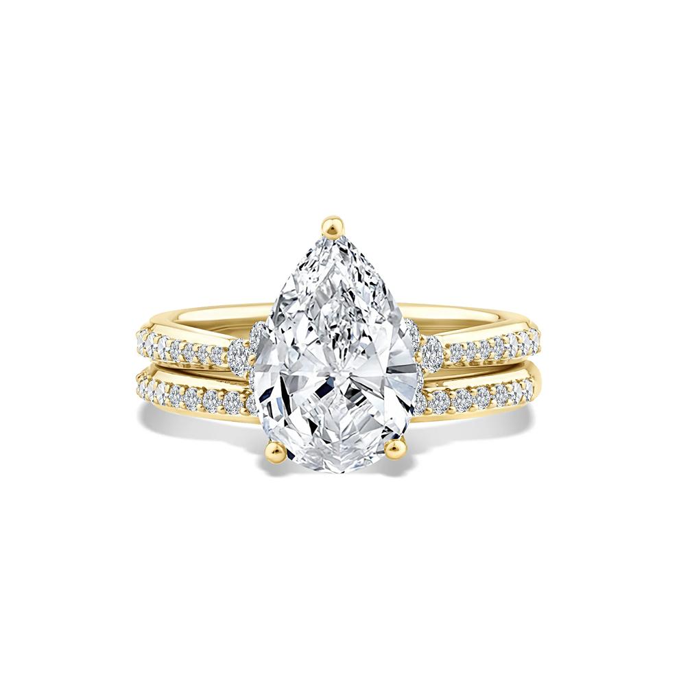 Lab Grown Diamond Pear-Shaped Engagement Set in 14K Yellow Gold (3 ct. tw.) – Image 1 of 6