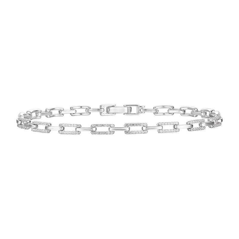 Diamond Rectangular Link Bracelet in Sterling Silver &#40;1/2 ct. tw.&#41; – Image 1 of 1