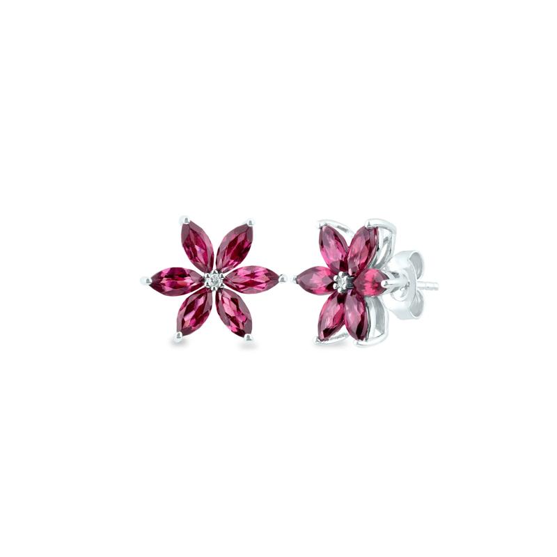 Rhodolite and Diamond Accent Stud Earrings in 10K White Gold – Image 1 of 1