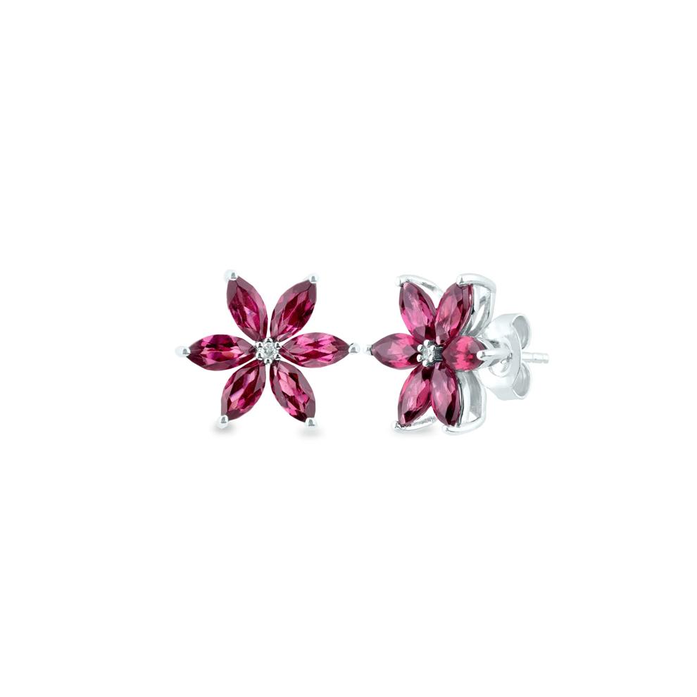 Rhodolite and Diamond Accent Stud Earrings in 10K White Gold – Image 1 of 1