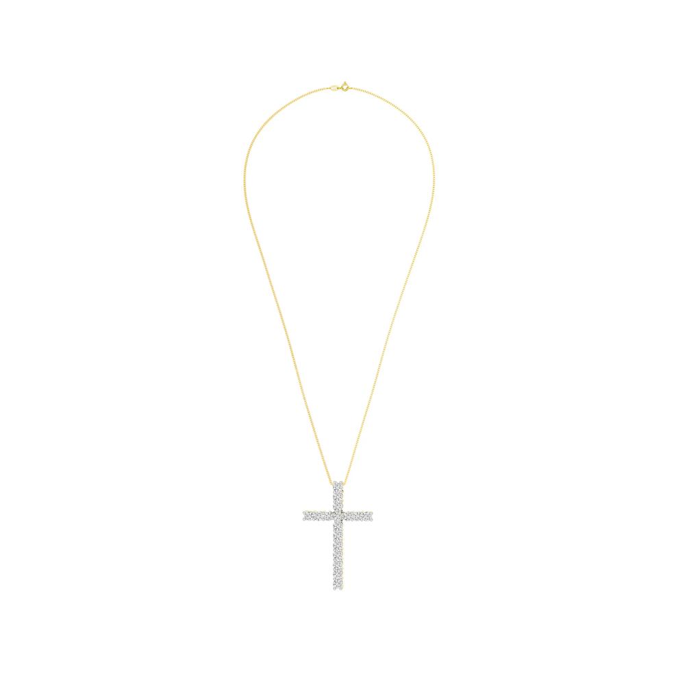 Lab Grown Diamond Cross Necklace in 10K Yellow Gold (1 ct. tw.) – Image 2 of 4