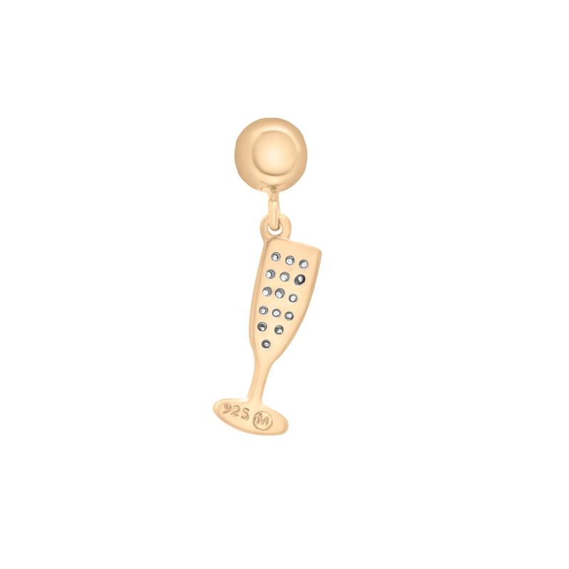 Diamond Accent Champagne Glass Bead Charm in Vermeil – Image 3 of 3