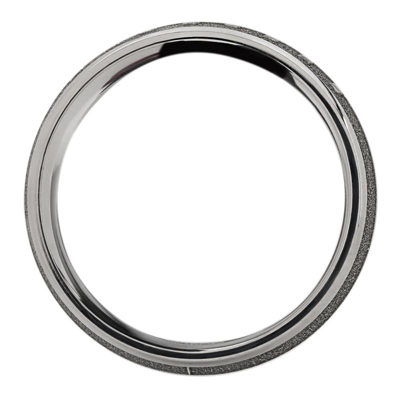 Men&#39;s Domed Football Laces Band in Titanium, 8MM – Image 2 of 3