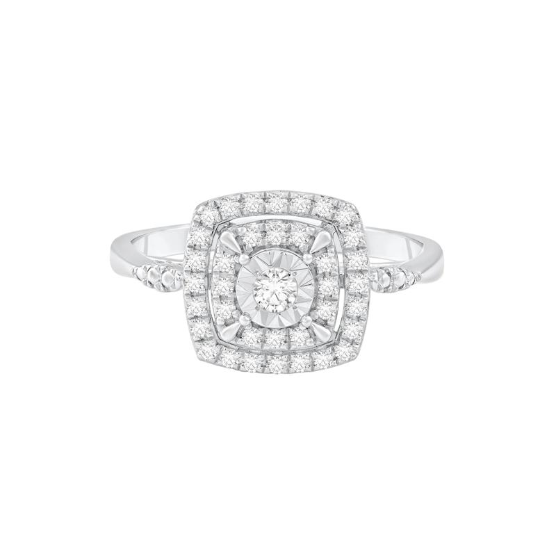 Cushion Diamond Ring in 10K White Gold &#40;1/4 ct. tw.&#41; – Image 1 of 3