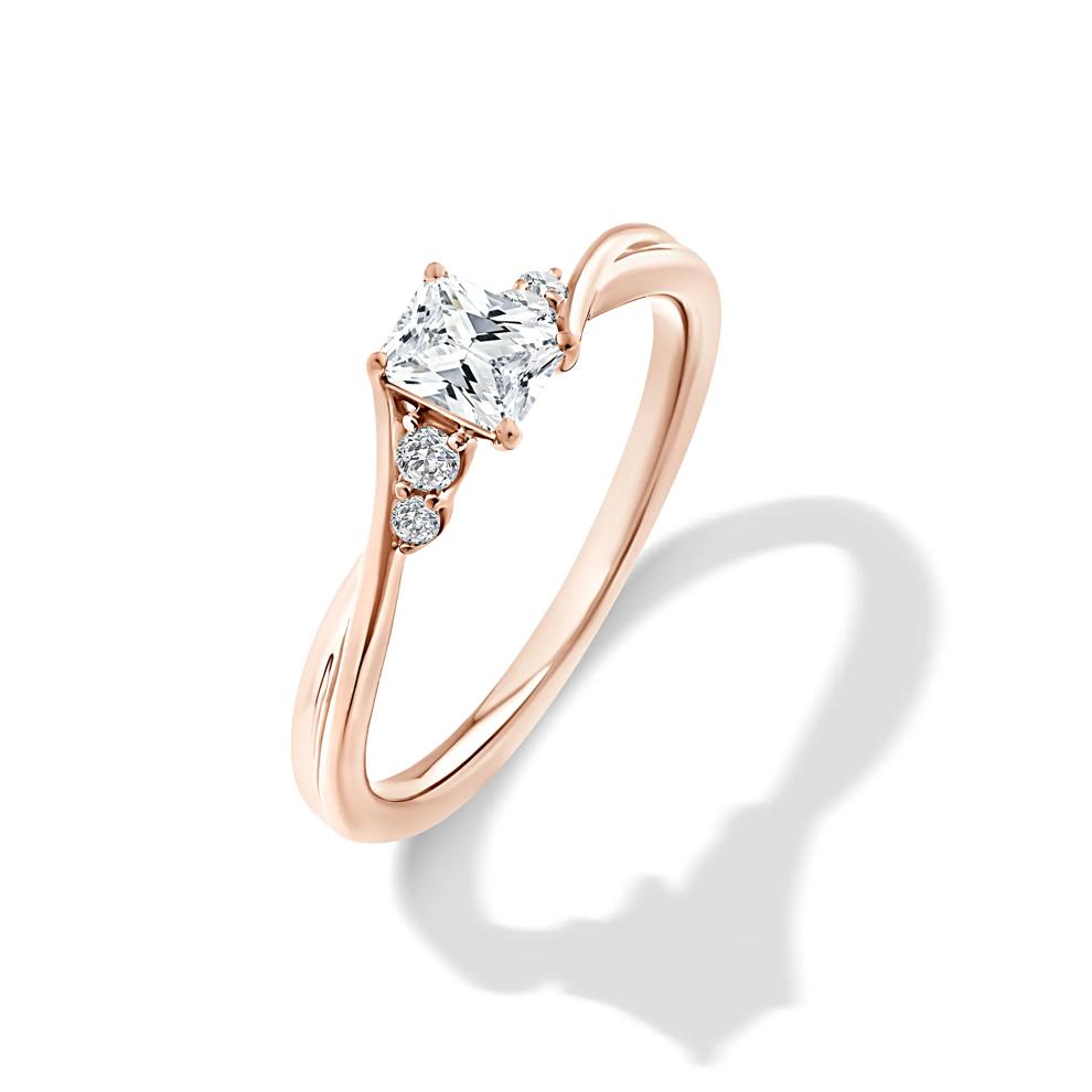 Lab Grown Diamond Radiant Center Twist Shank Promise Ring in 10K Rose Gold (1/2 ct. tw.) – Image 4 of 4
