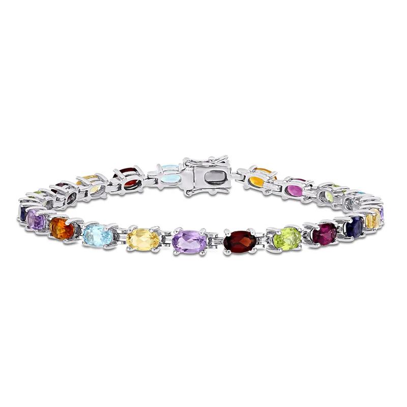 Multi-Gemstone Rainbow Bracelet in Sterling Silver – Image 1 of 3