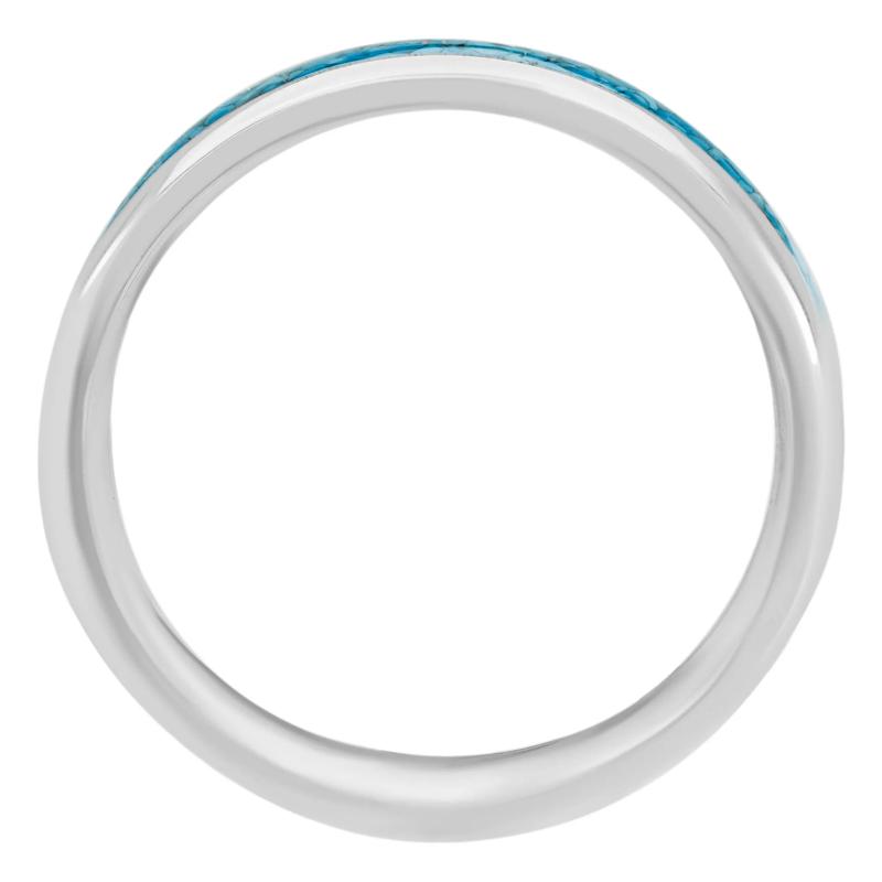 Men&#39;s Domed Turqoise Inlay Band in Cobalt Chrome, 6MM – Image 2 of 3