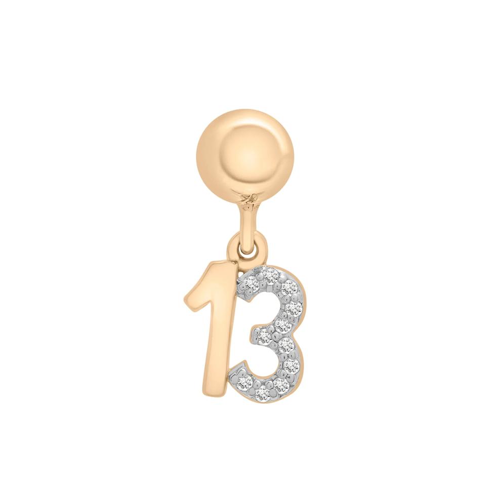 Diamond Accent Lucky Number 13 Bead Charm in Vermeil – Image 1 of 3
