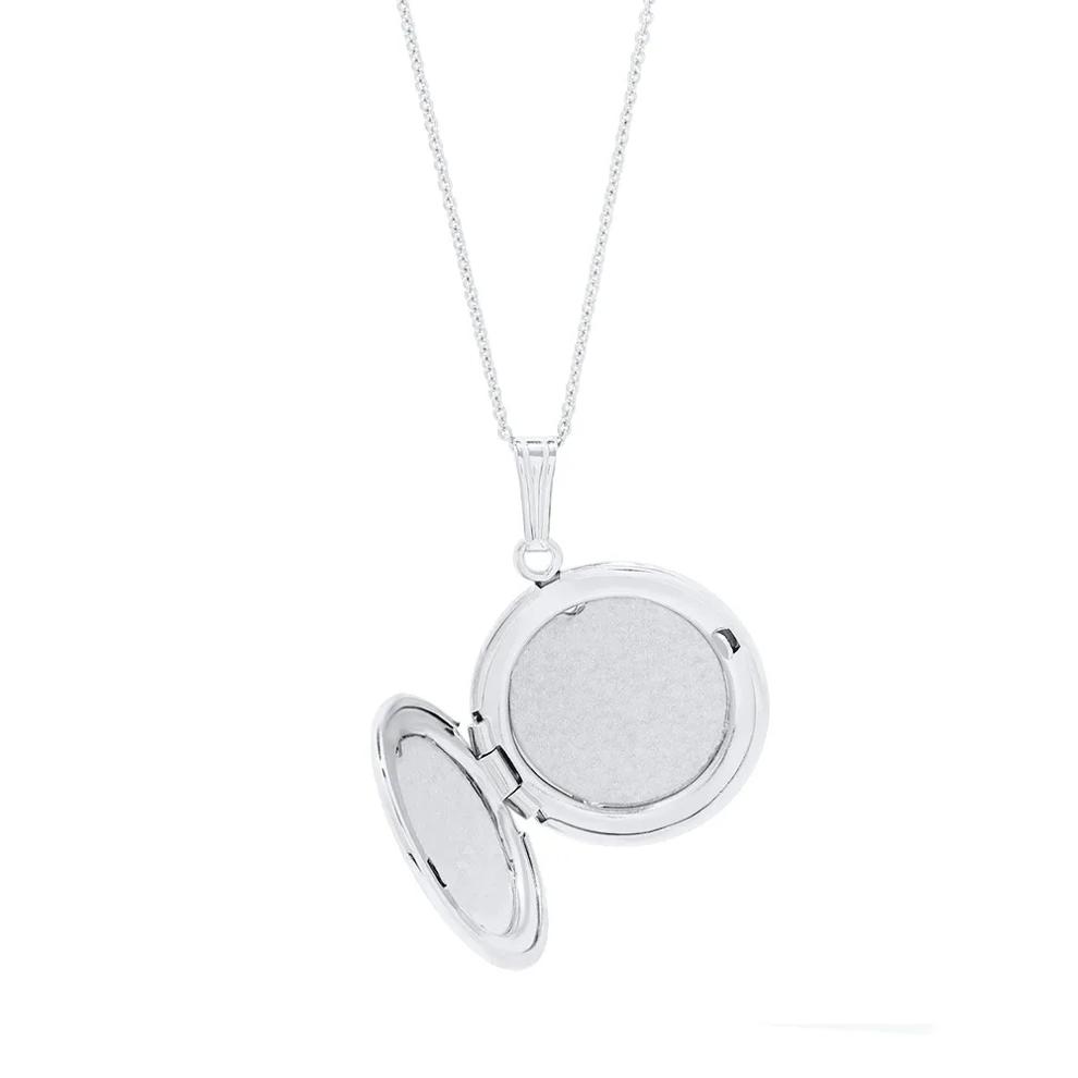 Round Locket with Floral Scroll Detail in Sterling Silver – Image 2 of 4