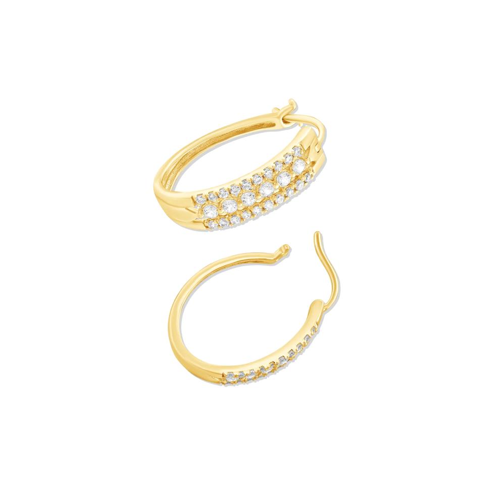 Diamond Multi-Row Hoop Earrings in 10K Yellow Gold (1/2 ct. tw.) – Image 2 of 2