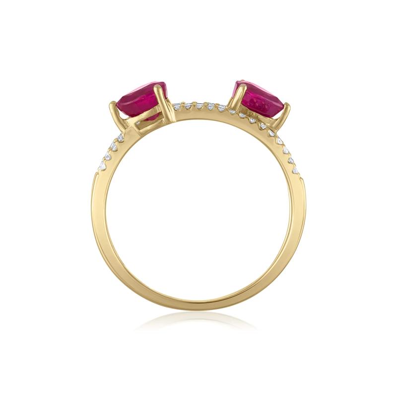 Diamond and Ruby Double Row Band in 14K Yellow Gold &#40;1/7 ct. tw.&#41; – Image 2 of 3