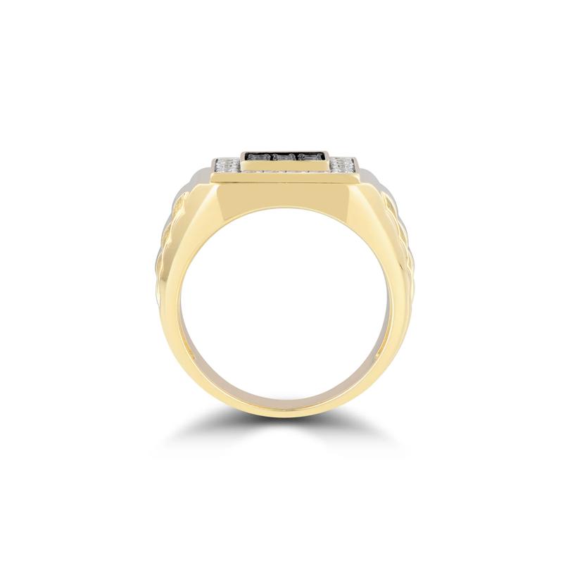 Men&#39;s Black and White Diamond Ring in 10K Yellow Gold &#40;1 ct. tw.&#41; – Image 2 of 3