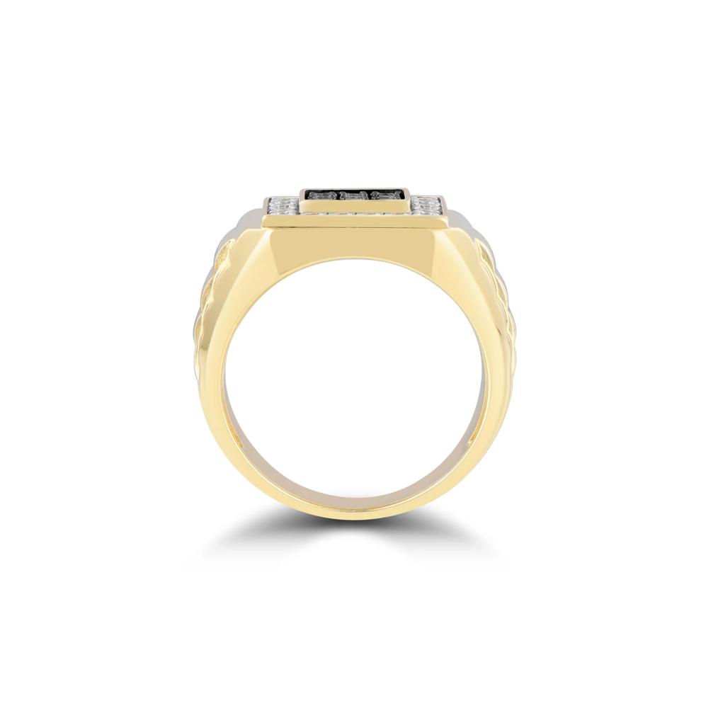 Men's Black and White Diamond Ring in 10K Yellow Gold (1 ct. tw.) – Image 2 of 3