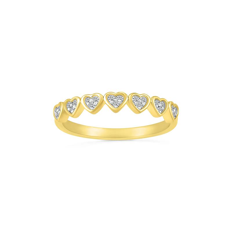Heart-Shaped Diamond Stacking Band in 10K Yellow Gold &#40;1/8 ct. tw.&#41; – Image 4 of 5