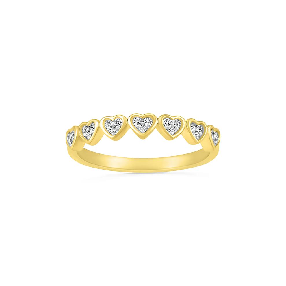 Heart-Shaped Diamond Stacking Band in 10K Yellow Gold (1/8 ct. tw.) – Image 4 of 5
