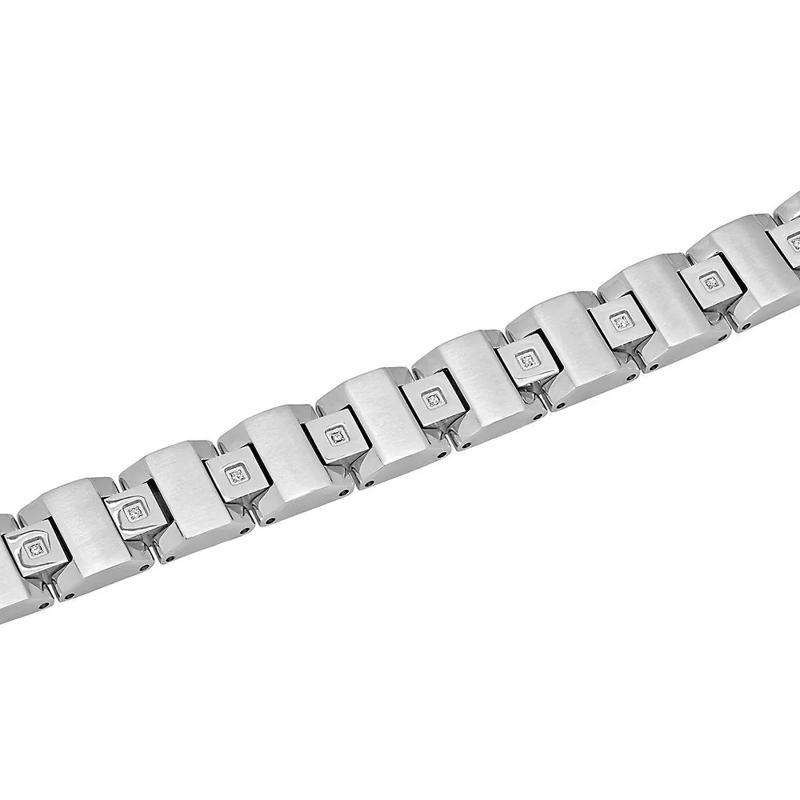 Men&#39;s 1/10 ct. tw. Diamond Link Bracelet in Stainless Steel – Image 2 of 2